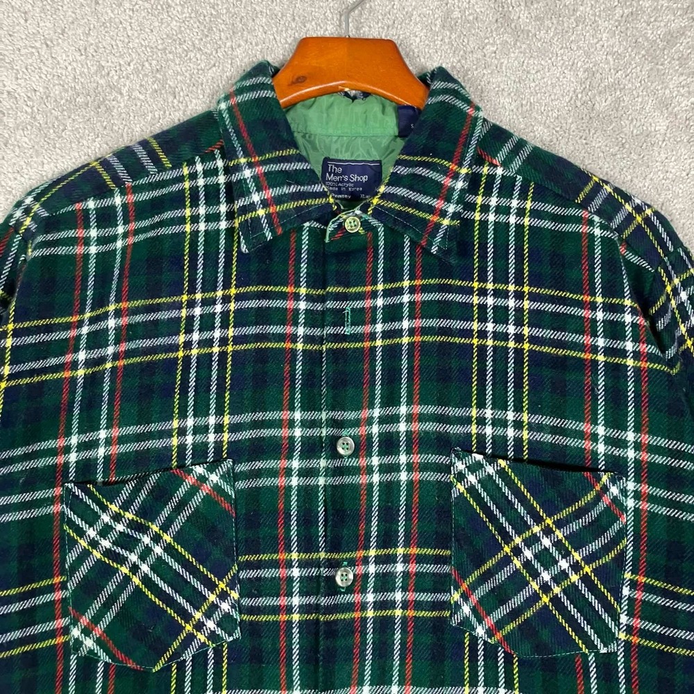 Vintage JCPenney The Men's Shop Shirt Mens XL Green Plaid Flannel Acrylic